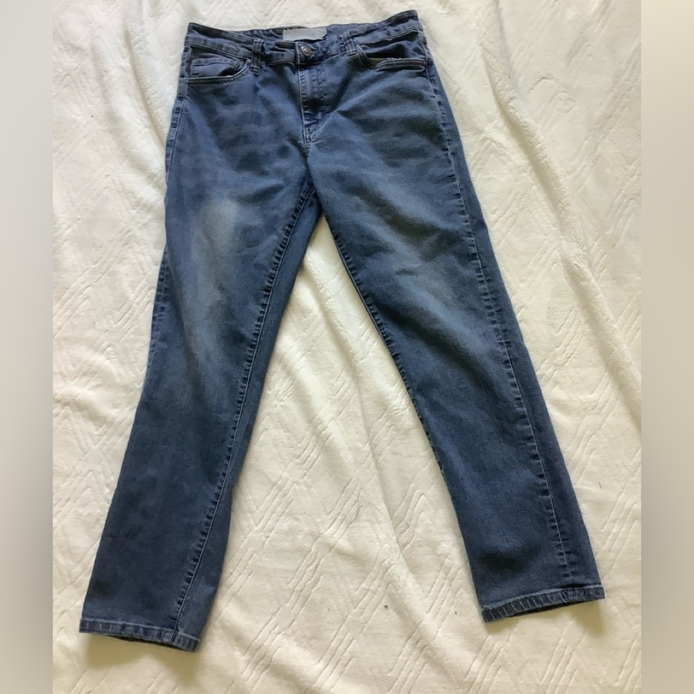 Blue Straight Leg Jeans with Medium Wash